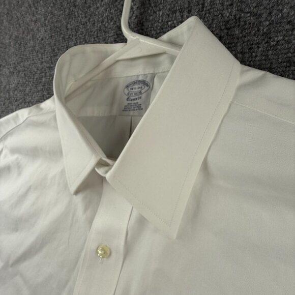 Brooks Brothers Non Iron Button Up Shirt Long Sleeve Men Classic White 16.5 34 * - Picture 14 of 16